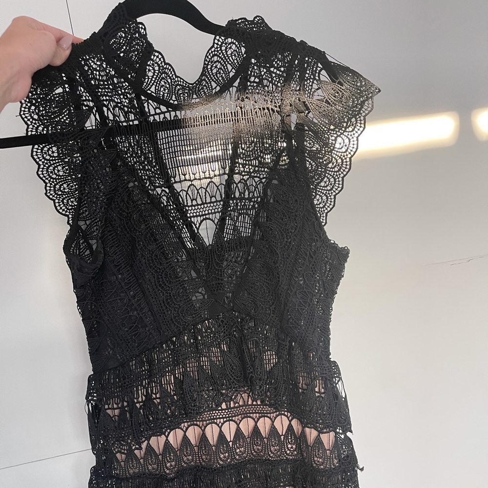 Crochet black mini cocktail dress